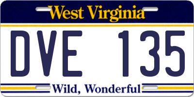 WV license plate DVE135
