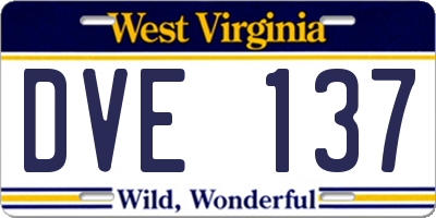 WV license plate DVE137