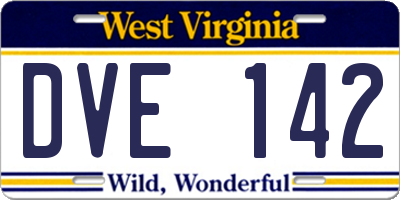 WV license plate DVE142