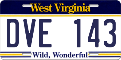 WV license plate DVE143