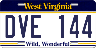 WV license plate DVE144