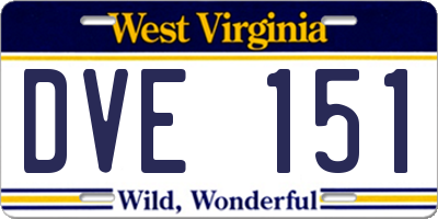 WV license plate DVE151