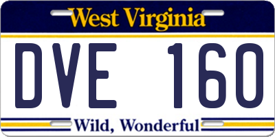 WV license plate DVE160