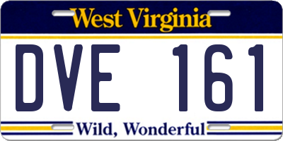 WV license plate DVE161