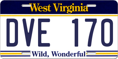 WV license plate DVE170