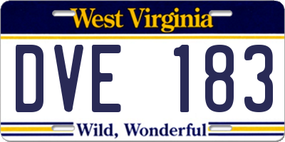 WV license plate DVE183