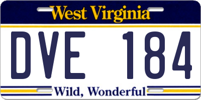 WV license plate DVE184