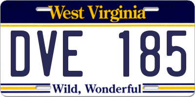 WV license plate DVE185