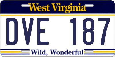 WV license plate DVE187