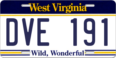 WV license plate DVE191