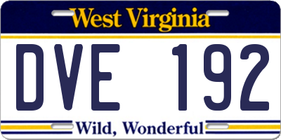 WV license plate DVE192