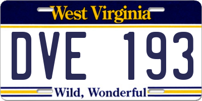 WV license plate DVE193