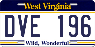 WV license plate DVE196
