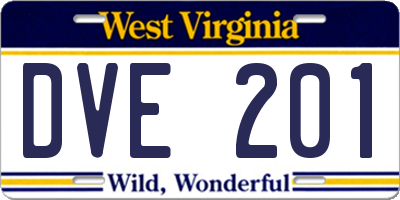 WV license plate DVE201