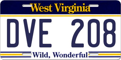 WV license plate DVE208