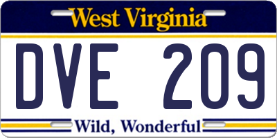 WV license plate DVE209