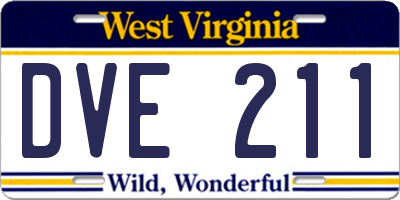 WV license plate DVE211