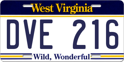 WV license plate DVE216