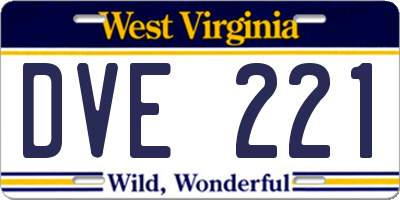 WV license plate DVE221