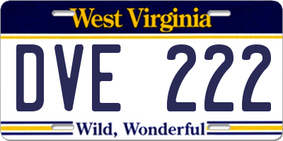 WV license plate DVE222