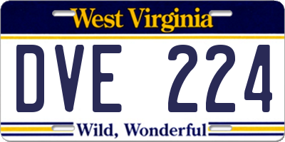 WV license plate DVE224