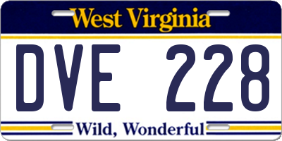 WV license plate DVE228