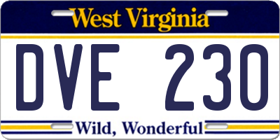 WV license plate DVE230