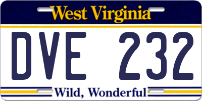 WV license plate DVE232