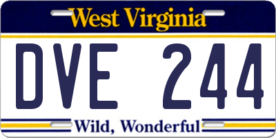 WV license plate DVE244