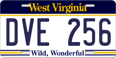 WV license plate DVE256