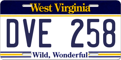WV license plate DVE258