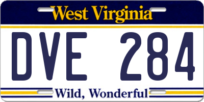 WV license plate DVE284
