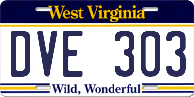 WV license plate DVE303