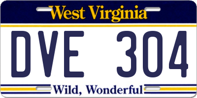 WV license plate DVE304