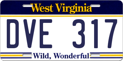 WV license plate DVE317