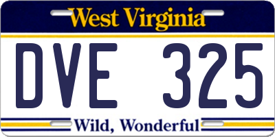 WV license plate DVE325