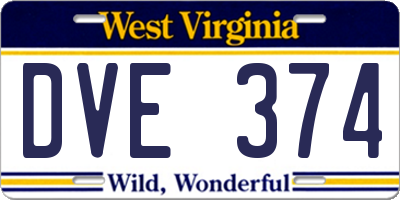 WV license plate DVE374
