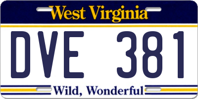 WV license plate DVE381