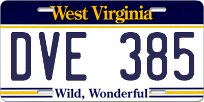 WV license plate DVE385