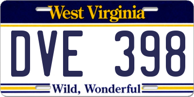 WV license plate DVE398
