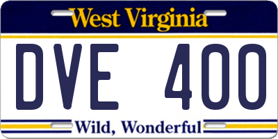 WV license plate DVE400