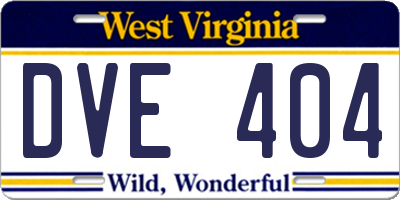 WV license plate DVE404