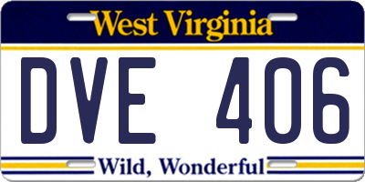 WV license plate DVE406