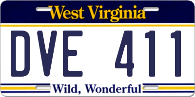 WV license plate DVE411