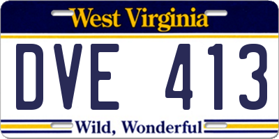 WV license plate DVE413