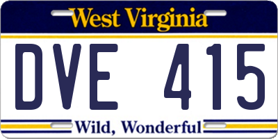 WV license plate DVE415