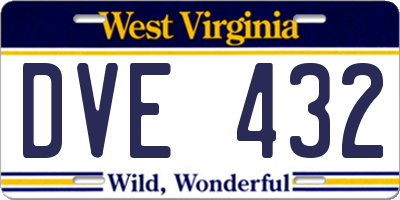 WV license plate DVE432