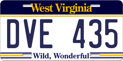 WV license plate DVE435