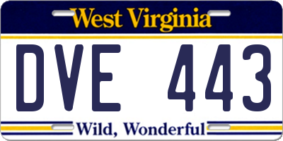 WV license plate DVE443
