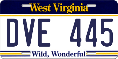 WV license plate DVE445